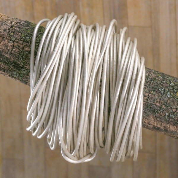 Metallic Pearl Round Leather Cord, 1.5mm or 2mm Thickness