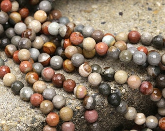 Polychrome Jasper Faceted Round 8mm Beads