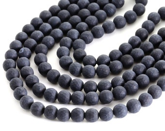 Matte Black Onyx Faceted Round 10mm Beads