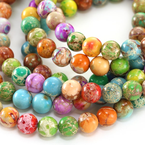 Multi Color Impression Jasper Round 8mm Beads