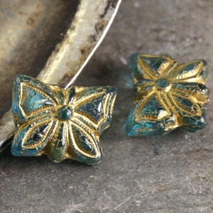 Czech Glass 15x12mm Butterfly - Beach Glass w/ Gold