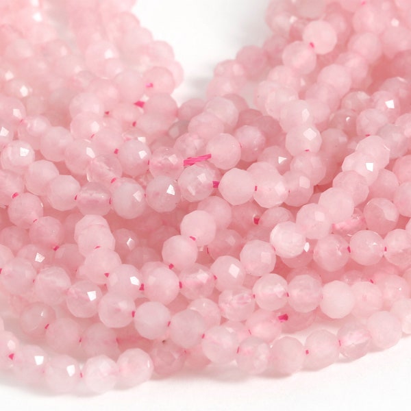 Rose Quartz Faceted Round 4mm Beads