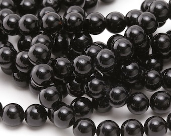 Black Tourmaline Round 8mm Beads