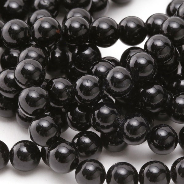 Black Tourmaline Round 8mm Beads