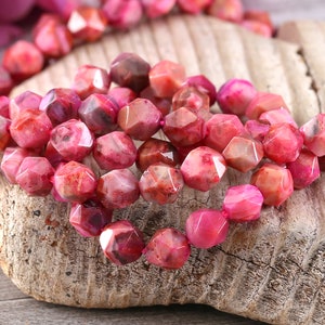 Ruby Crazy Lace Agate Star Cut Round 6mm Beads