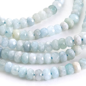 Aquamarine Faceted Rondelle 4x5mm Beads