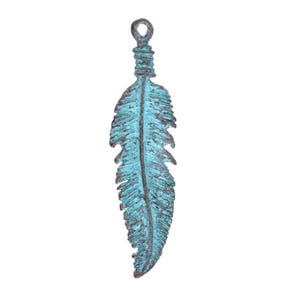 Mykonos Copper (plated) Patina Feather Pendant 17x67mm