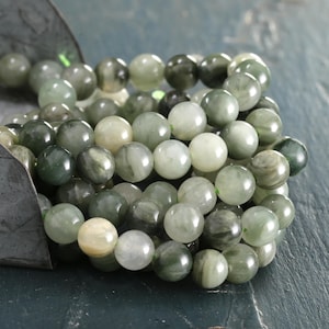 Green Line Jasper Round 6mm Beads