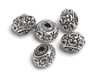 Mykonos Antique Silver (plated) Fancy Ball Spacer 10x13mm