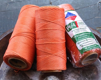 Coral Pink (35) Linhasita Waxed Polyester Cord, PE-1 / PE-2 / PE-4 Thickness