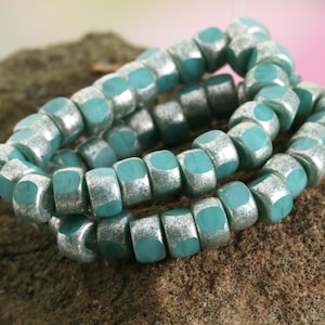 Czech Glass Matubo Tri-cut 2/0 Seed Bead - Matte Turquoise w/ Silver