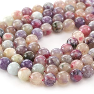 Pink Purple Tourmaline Quartz (A) Round 10mm Beads image 3