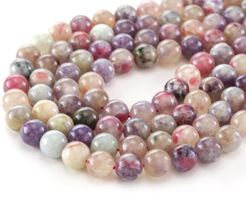 Pink Purple Tourmaline Quartz (A) Round 10mm Beads image 3