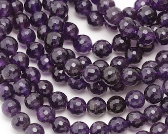 Amethyst (A) Faceted Round 8mm Beads