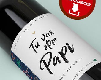 "You're going to be a grandpa" bottle label - DOWNLOAD - pregnancy announcement, baby announcement, grandparents, wine bottle, beer, champagne