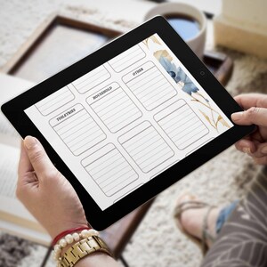 Florale Einkaufsliste zum Ausdrucken: Organisierte Einkaufsliste, Meal Prep Checklist (PDF-Download)