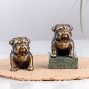 Brass Pug, Marble Base, Polished or Patinated, Figurine, Statue