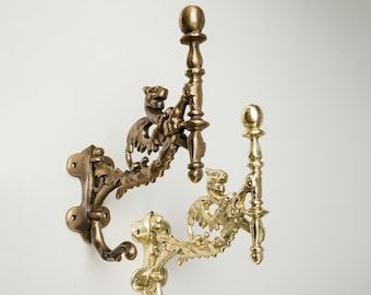 Baroque Basilisk Brass Wall Hook - Ornate Hanger for Grand Home Styling WS12