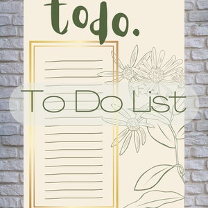 To do list, Checklist, Planner, Note to self, Notes, Organisation plan, To do template, note template, Printable list, todo list