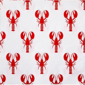 Decoupage Napkins, Crawfish Napkins, Set of 2 Lunch Size, #0219 Red Lobster Beach Coastal Craft Paper Napkins