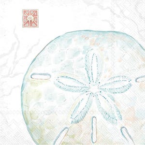 Decoupage Napkins, Sand Dollar Napkins, Set of 2 Cocktail Size, #0222 Ocean Life Beach Coastal Theme Craft Paper Napkins