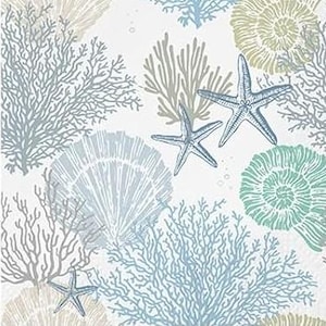 Decoupage Napkins, Ocean Life Napkins, Set of 2 Lunch Size, #0218 Under the Sea Starfish Coral Beach Coastal Craft Paper Napkins