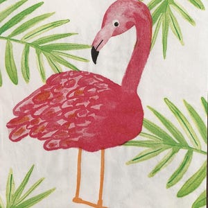Decoupage Napkins, Pink Flamingo Napkins, Set of 2 Dinner Size, #0205 Coastal Beach Craft Paper Napkins
