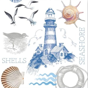 Decoupage Napkins, Lighthouse Sailboat Ocean Theme Napkins, Set of 2 Cocktail Size, #203 Beach Coastal Craft Napkins