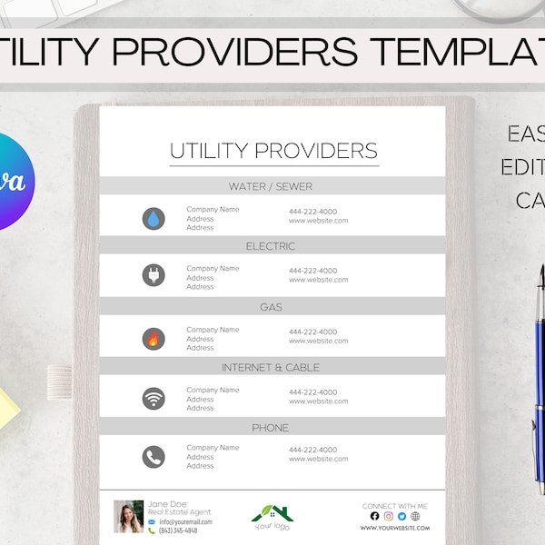 Real Estate Utility Sheet Etsy