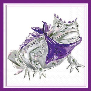 Decoupage Napkins, Blue Horned Frog napkins, Set of 2 Cocktail Size, #179 Animal Craft Paper Napkins