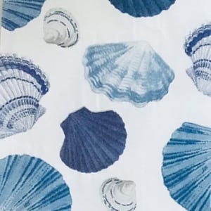 Decoupage Napkins, Blue Seashells Napkins, Set of 2 Dinner Size, #283 Coastal Beach Craft Paper Napkins
