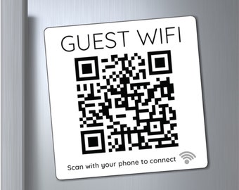 Wifi QR Code Magnet, Guest QR Code Magnet, Password Magnet for Fridge, Get Superhost 5 Star Reviews For Airbnb, VRBO