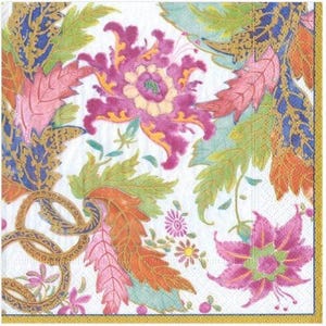 Decoupage Napkins, Floral Tobacco Leaf napkins, Set of 2 Cocktail Size, #333 Floral Designer Craft Napkins