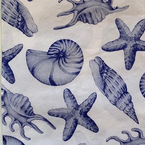 Decoupage Napkins, Blue and white Seashells Napkins, Set of 2 Dinner Size, #284 Coastal Beach Craft Paper Napkins