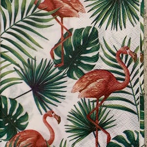 Decoupage Napkins, Pink Flamingo Napkins, Set of 2 Dinner Size, #273 Coastal Beach Craft Paper Napkins
