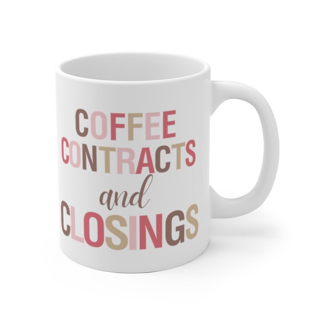 Coffee Contracts and Closings Real Estate Agent Mug, Realtor Gift, Two