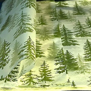 Decoupage Tissue Papers, Green Trees Winter large sheet tissue papers 19.7" x 13.8",  Set of 2, #817 Christmas Winter Craft Tissue
