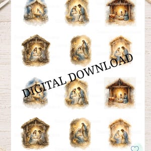 Nativity mix 2 inch images Digital Download, Decoupage Digital Paper