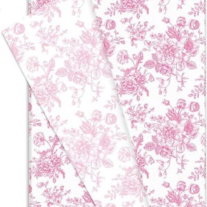Decoupage Tissue Papers, Pink Rose Floral Pattern large sheet tissue papers 19.7" x 13.8",  Set of 2, #327 Pink Flowers Craft Tissue Paper