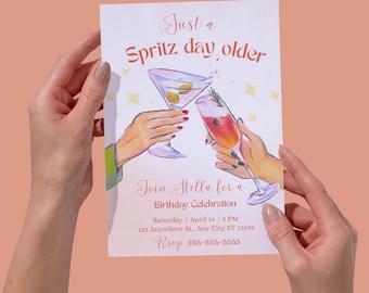 Just a Spritz Day Older Birthday Invitation- 5x7 Editable Canva Template (Digital Download)