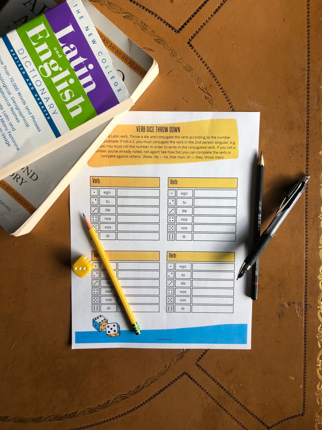 Latin Verb Dice Throw Down Game Language Class Activity Etsy