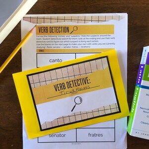 Juego de lenguaje de actividad Latin Verb Detective Class