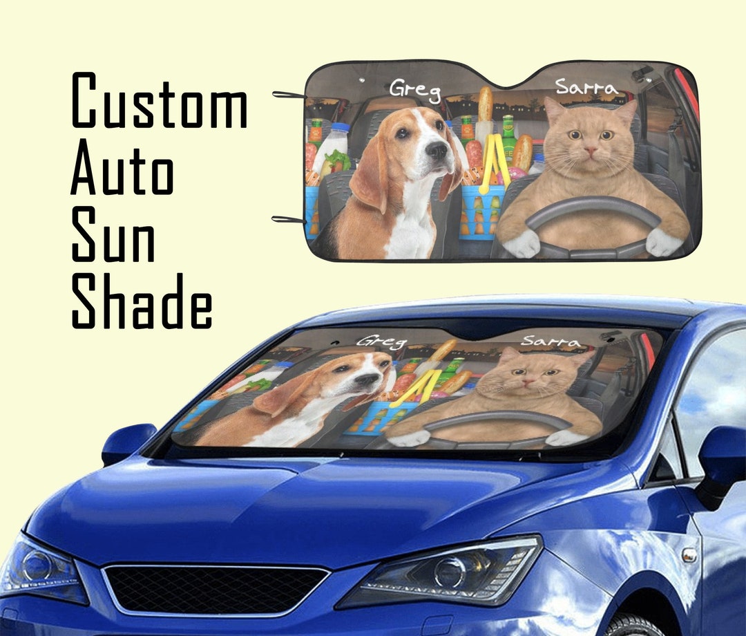 Customized Car Sun Shade With Pet Photos,custom Dog Sun Shade With Name