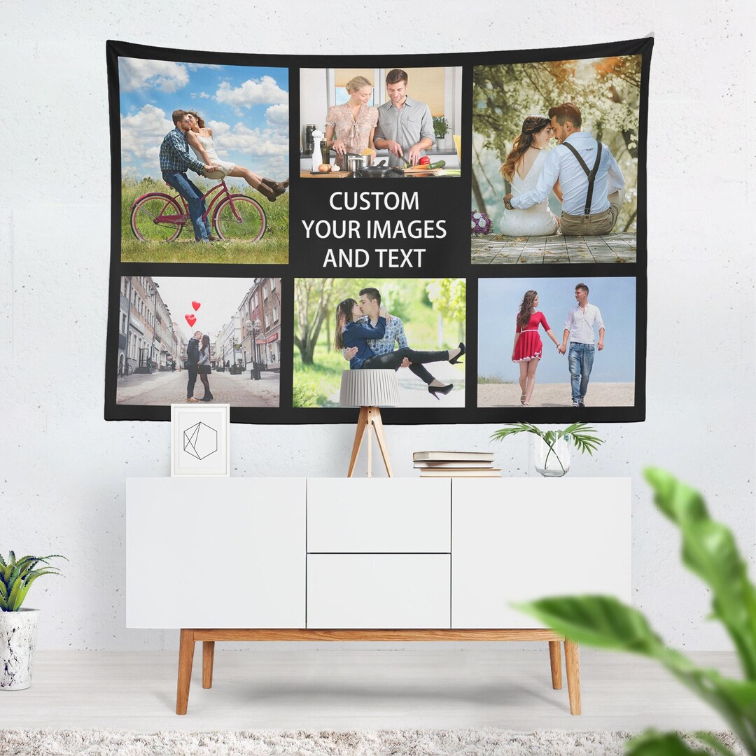 Custom Photo Tapestry Personalized Image Text Tapestry Family Collage
