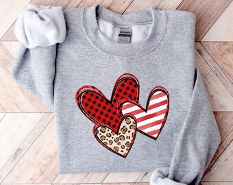 Valentine's Day Heart Sweatshirt,Leopard Love Heart Shirt,Valentines Day Shirts For Woman,Valentines Day Gift,Happy Valentine's Day Shirt