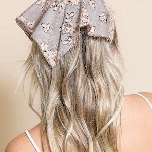 Triangle Head Scarf, Bohemian Floral Lace Headscarf, Hair Bandana, Headscarf bandana, Lace flower scarf, Boho headscarf, headscarf for women image 4