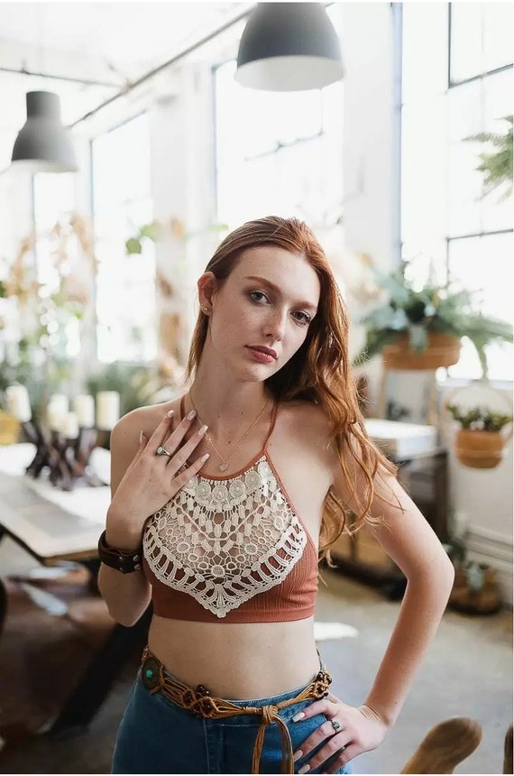 Crochet Lace High Neck Bralette, Lace Bralette, Bralette for Woman, Lingerie,  Bra Top, Wireless Bralette, Bra Top, Boho Top, Lace Bra - Etsy
