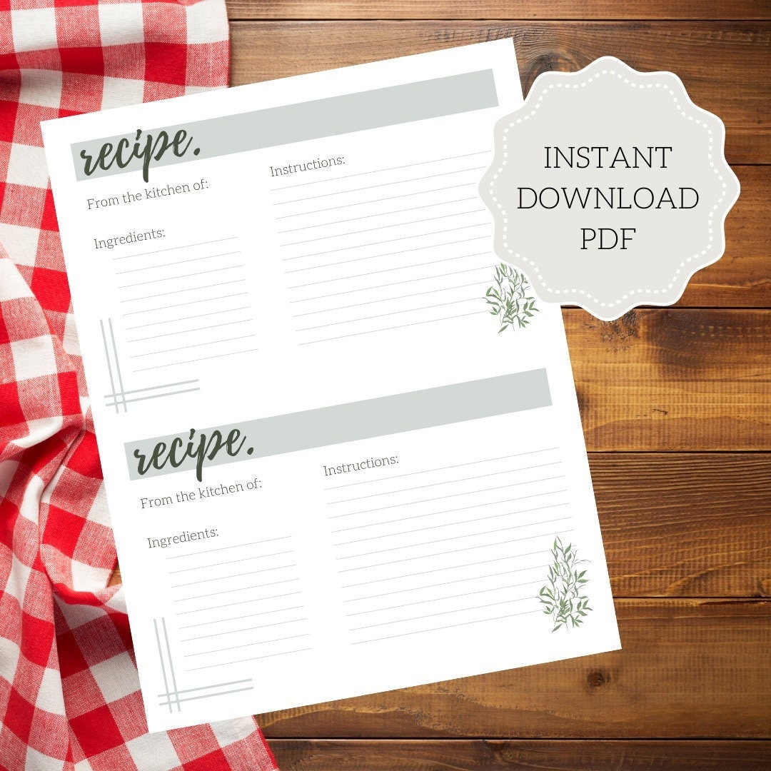 Printable Recipe Card - Etsy