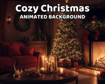 ANIMATED BACKGROUND Cozy Christmas Living Room for Vtuber | Ambience, Lofi, Aesthetic, Seamless Looped, Twitch | Instant Digital Download