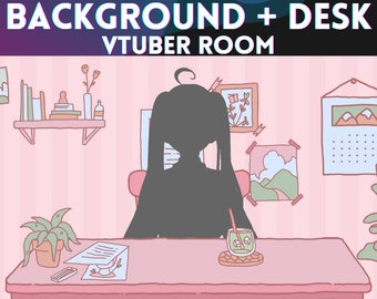 BACKGROUND + DESK for VTUBER | Table, Cute, Pink, Pastel, Minimalist, Simple, Accessory, Assets, Just Chatting | Instant Digital Download